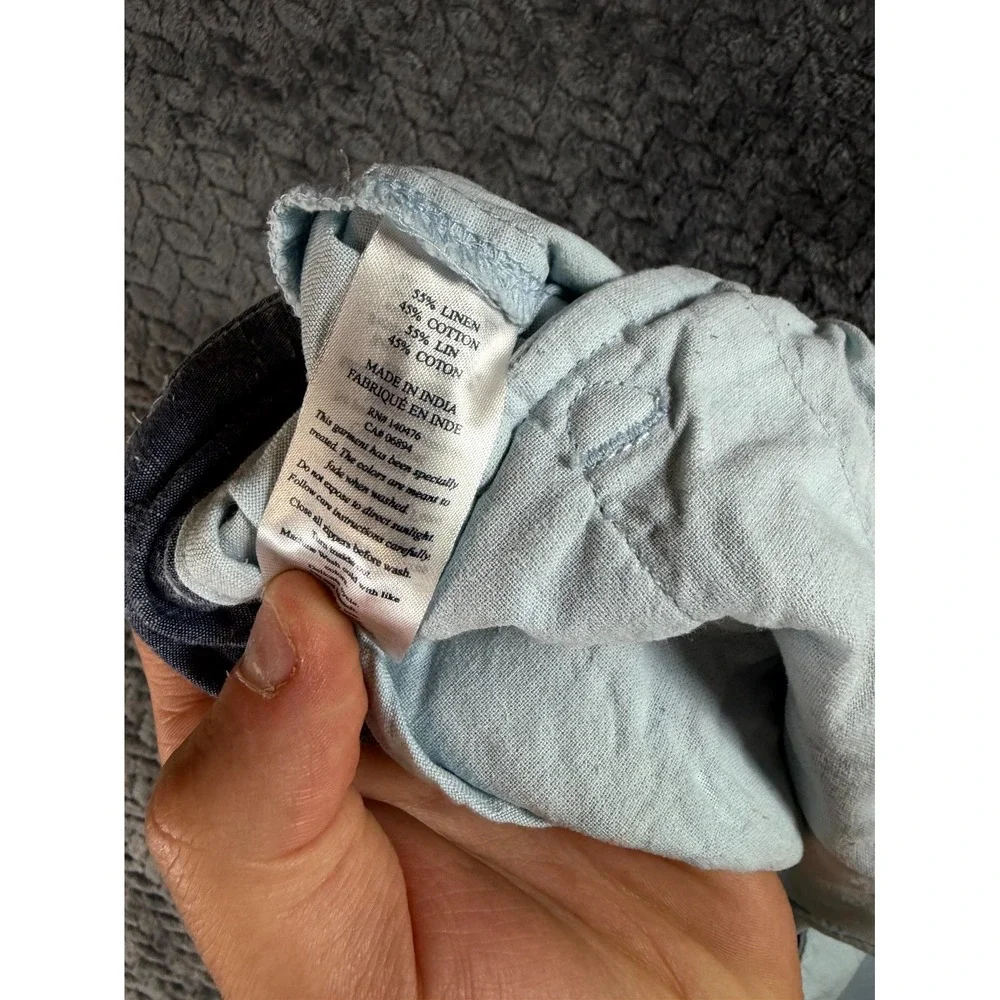 Faherty Brand Chino Shorts Mens 40 Blue Linen Mid Rise Flat Front Sportswear